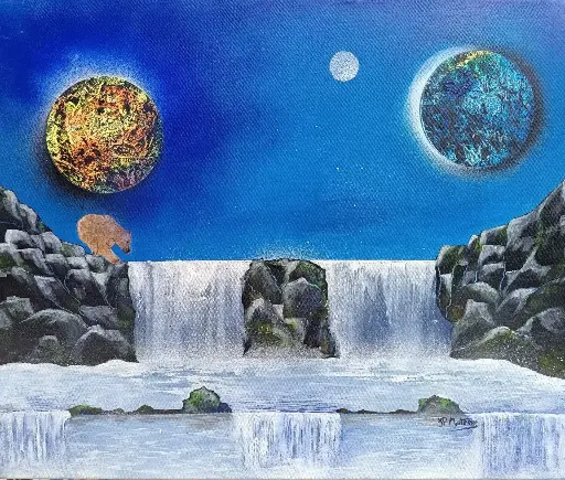 Cascade au clair de lune
